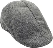 [WESIEVYA] Men's Women's Flax Beret Newsboy Cap Sunscreen Hat Peaked Grey Cozy and Fashionable