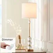Modern Buffet Table Lamp Dimmer 32 1/2" Tall Brass Stacked Crystal Living Room
