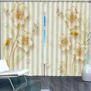 Brown Flower Margin 3D Curtain Blockout Photo Printing Curtains Drape Fabric