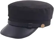 [FRCOLOR] Unisex Vintage Beret Hat Men Women Flat-top Stylish Fashion Youth Casual Hat Black