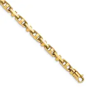 Solid 14K Yellow Gold 8.75 inch 5mm Hand Polished Fancy Link with Lobster Clasp Bracelet