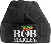 [Bob Marley] Beanie Hat Jamaican Flag Logo Official Black One Size