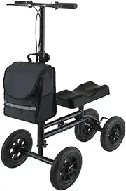 Orthonica Mobility Steel Knee Scooter Walker Steerable Ergonomic Foldable Scooter 10-Inch Wheels Height Adjustable Steel Frame 136kg Weight Capacity
