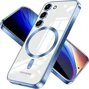 [RUNGOS] for Samsung S23 Case MagSafe (with Camera Lens Protector) [Stable Magnetic] [10Ft Drop Tested] Stylish Soft Shockproof Case for Samsung Galaxy S23 Case, Magnetic Cover 6.1'' Clear Blue, 2023
