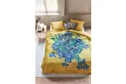 Irises Cotton Sateen Quilt Cover Set (Yellow) - Queen