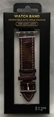 Apple Compatible Watch Band Size 42MM 44MM Rubber Faux Leather Buckle Black B16
