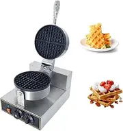 Round Waffle Maker, Thickened Stainless Steel Waffle Maker, Adjustable Temperature (50~250°C), Timer 1-5 min, Thick Non-Stick Coating Plate, Stainless Steel Body, for Household Bakeries Snack Bar