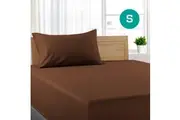 Single Size Chocolate Color Poly Cotton Fitted Sheet + Pillowcase