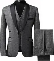 [Maiyifu-GJ] Men’s 3 Piece Tuxedo Sets for Men Wedding Prom Shawl Lapel One Button Jacket Vest Pants Suits Dinner Prom Suit Set