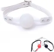 Adjustable Silicone Ball gag Bondage Sex Slave Play BDSM Erotic Toys,Open Mouth Gag (White)