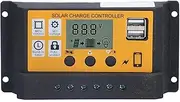 20A Intelligent LCD Display Solar Photovoltaic Panel Battery Regulator with 12V 24V Dual USB Interfaces ABS Material