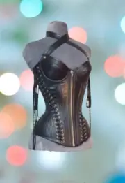 Women Genuine Leather Corset Over Bust Steel Boned Back Lace