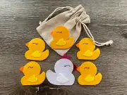 Handmade Little Ducks and their Mother Felt Finger Puppets Set + String Bag