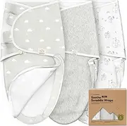 3-Pack Baby Swaddle Sleep Sacks with Zipper - Organic Swaddles for Newborns 0-3 Months, Baby Girls, Boys, Soft & Durable Nursery Newborn Sleep Sack,Easy Diaper Change Swaddling Blanket(Aspire)