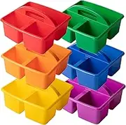 6 Pcs Classroom Caddy Portable Divided 9.1x8.5x5.1 in Storage Caddy with Handle 3 Compartments Stackable Multi-Grid Table for Office Home