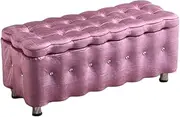 Ice Velvet Ottoman Storage Bench Footstool Clothing Store Sofa Stool Bed End Stool Rectangular Household Door Change Shoe Stool Storage Multifunctional Storage Box(Bean Past,150x40x40cm)