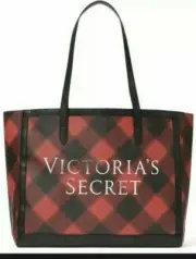 VICTORIA SECRET NEW TOTE WEEKENDER CARRYALL PURSE RED BLACK PLAID $58