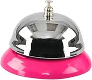 HOME-X Silver Call Bell, Service Bell for School, Reception Desk, Counter Bell, Hotel Bell, Pink Base, 3 ¼” D x 2 ¼” H