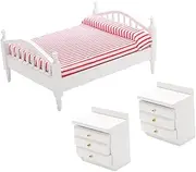 TOYANDONA Dollhouse Accessory Boys and Girls Wooden Mini Bed Wear-Resistant and Easy to Assemble for Baby Dolls