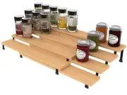 Spice Rack Set, Cabinet Shelf, Extendable Spice Holder, Set of Two 4-Tier Spi...