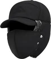 [Generic] Winter Essentials Warm Hat for Men Women, Thermal Fur Lined Trapper Hat with Ear Flap Windproof Cold Weather Cap