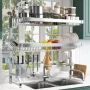 BOOSINY Over The Sink Dish Drainer Drying Rack, Adjustable (25.5"-35.5") Larg...