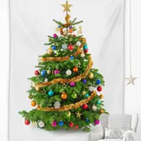 在飛比找momo購物網優惠-【北熊の天空】聖誕掛布 聖誕掛毯 聖誕樹 房間裝飾牆布 耶誕
