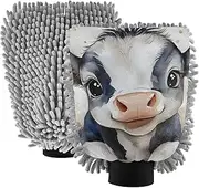 XYMZR Cow Watercolor Cute Absorbent Microfiber Car Wash Mitt, Funny Cute Anime Scratch Free for Cars Cleaning, Home Cleaning Mitts, 2 Pack, 10.24” L x 7.09” W