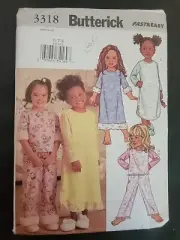 Butterick 3318 Nightgown Pajamas Top Pants SZ 6-8 Child SEWING PATTERN
