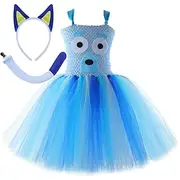 Blue Dog Bingo Dress Outfits Tutu Adventure Movie Movie Cosplay for Girls' Kid's Halloween Carnival World Book Day Performance Educational Dress Up School Even