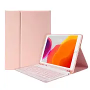 Nevenka Keyboard Case For iPad Ultra Thin 7 Color Backlit Wireless Keyboard with Pen Slot-Pink