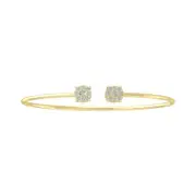 14k Yellow Gold Lab Grown Diamond Composite Cluster Bangle Bracelet 7.5"