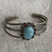 Larimar Sterling wire cuff bracelet design TByrd Navajo Avin Joe DR 205