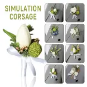 DIY Men Wedding Artificial Rose Flower Groom Boutonniere Corsage Tulip Flower