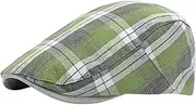 [howkuhat] Unisex Plaid Pattern Flat Cap Beret Adjustable Breathable Newsboy Cap Golf Painter's Forward Hat for Outdoor Activities