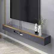 Floating TV Stand Cabinet Wall Mounted TV Cabinet Wall Shelf Floating Shelf Set Top Box Router CD DVD Projector Storage Cabinet with Drawer TV Console/Gray.