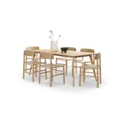 Bruno 7 PCE Rectangular 180cm Dining Set with Isak Natural Ash Wood Chairs