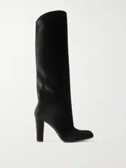 [Manolo Blahnik] Manolo Blahnik - Garder 45 Velvet Knee Boots - Black - IT40 IT 40 Black
