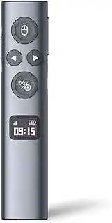 Norwii N95s BLE Presentation Clicker with Digital Pointer for PowerPoint Presentation on TV Screen and Projection Screen, Wireless Presenter Remote with Countdown Timer (Green Light-USB-AC)