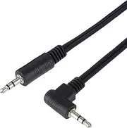 PremiumCord Connection Cable 1.5 m Jumper Plug 3.5 mm Stereo Jack Connector on Male 90 ° Aux Headset Audio Connection Cable for TV Phones MP3 HiFi Protected Black 0.5 m