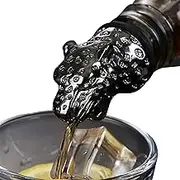 Wine Pourer Ae or Metal Animal Whiskey Pourer Bottle Stopper with Silicone Rubber Black