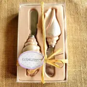 Kate Aspen Pearly Pink Shell Spreaders•NIB•Charcuterie•Stainless•Conch•Cheese