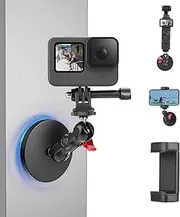 Flymile Magnetic Camera Mount Base for DJI Osmo Action 5 Pro 4 3/Pocket 3,Magnetic Rubber Coating Car Holder, 360°Adjustment Magnetic Stand for GoPro,for Insta360 X5/X4,for AKASO Accessories