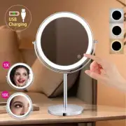 10X Magnifying LED Makeup Mirror with 3 Color Light Touch Switch USB Charging