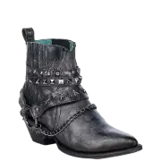 Corral Ladies Straps & Star Studs Silver & Black Harness Booties Z5333