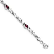 14k White Gold Garnet Bracelet