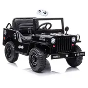 12V Military Jeep Electric Ride On Toy Car For Kids Black - POSHO