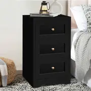 ALFORDSON Bedside Table Hamptons Storage Nightstand Side Cabinet Black