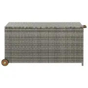 Poly Rattan Garden Storage Box Indoor Outdoor Organiser Container With Wheels