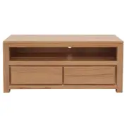 Amsterdam 2 Drawer Solid White Cedar Wood Entertainment Unit - Natural